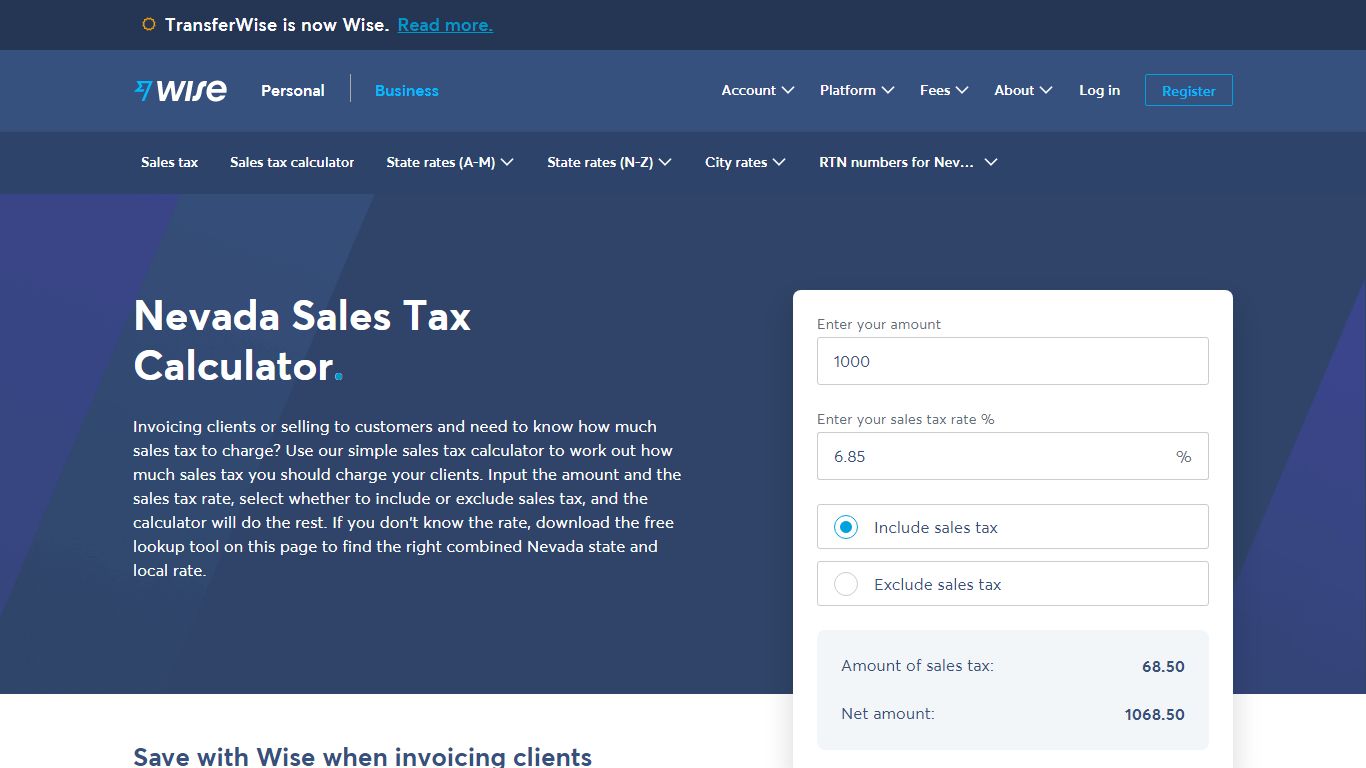 Nevada Sales Tax | Calculator and Local Rates | 2021 - Wise