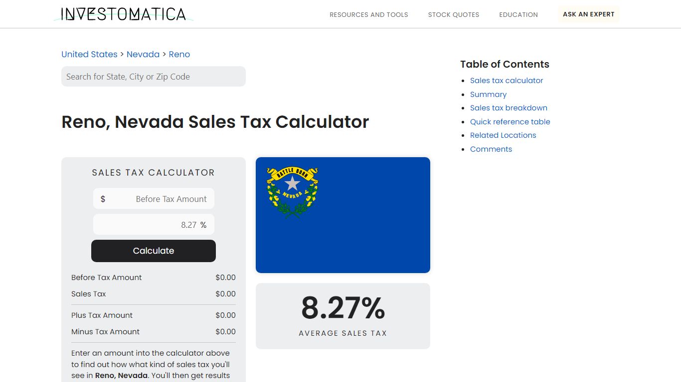 Reno, Nevada Sales Tax Calculator (2022) - Investomatica