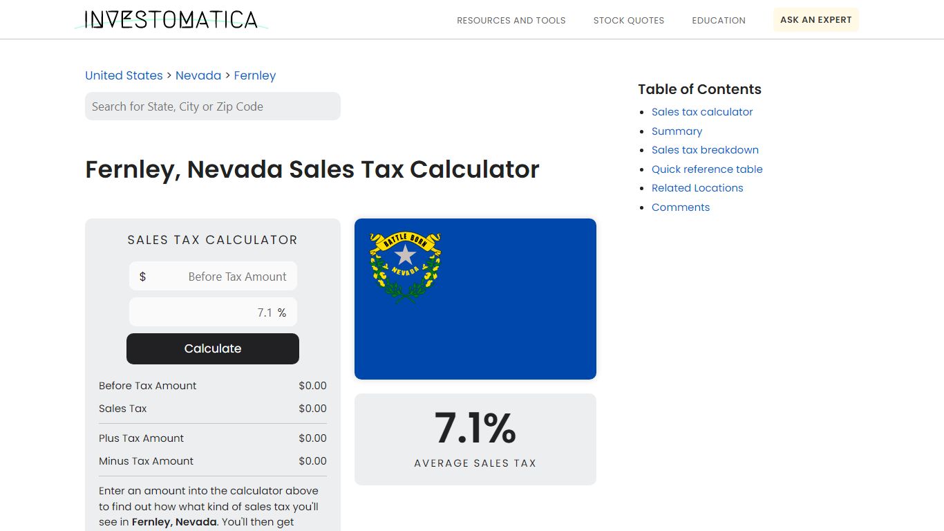 Fernley, Nevada Sales Tax Calculator (2022) - Investomatica